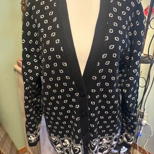 Vintage Black and White playing card Pendleton sweater